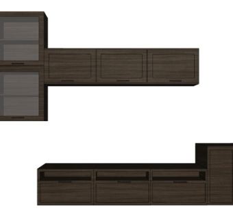 现代实木电视柜su模型