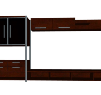 现代实木电视柜su模型