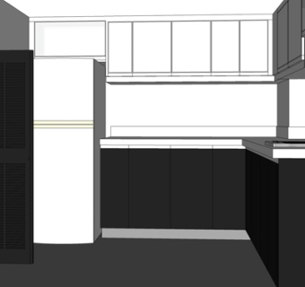 现代实木橱柜su模型