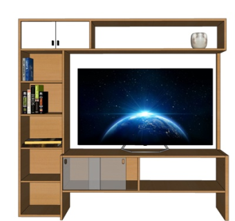 现代实木电视柜su模型
