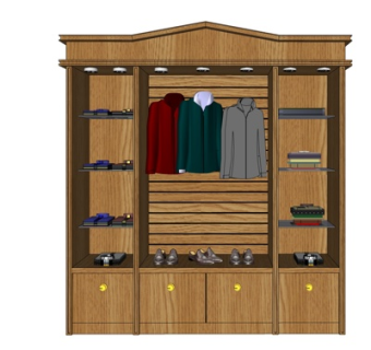 现代实木衣柜su模型