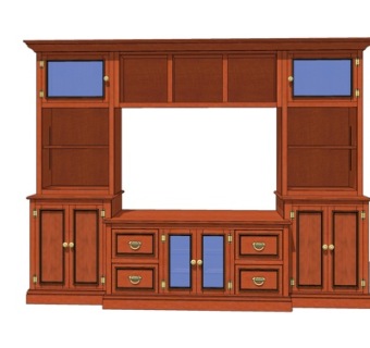 美式实木电视柜su模型