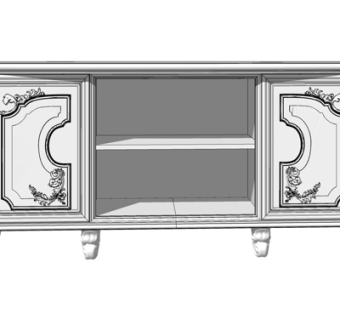 欧式实木边柜su模型