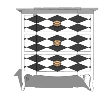 欧式实木边柜su模型