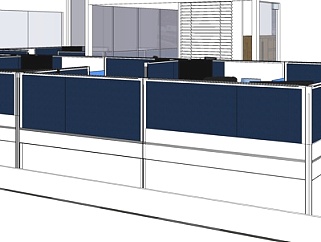 现代敞开式办公室su模型