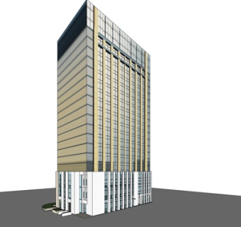 现代酒店外观su模型