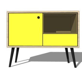 北欧实木边柜su模型