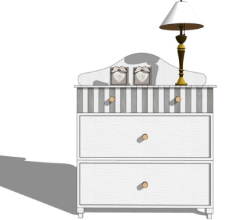 简欧实木边柜su模型