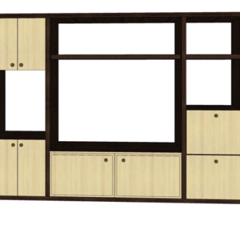 现代实木电视柜su模型