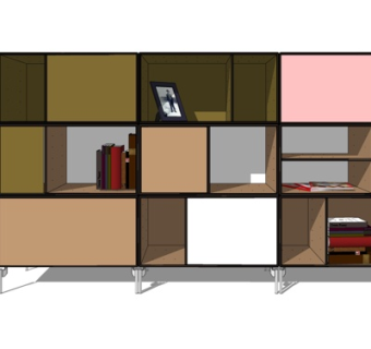 现代实木书柜su模型