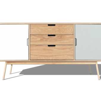 北欧实木边柜su模型