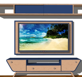 北欧实木电视柜su模型