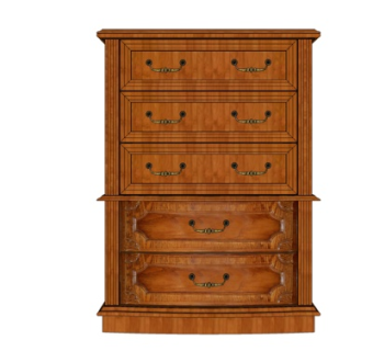 美式实木边柜su模型