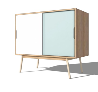 北欧实木边柜su模型