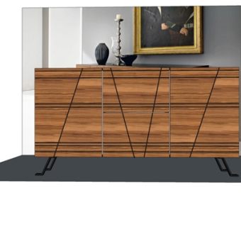 现代实木边柜su模型