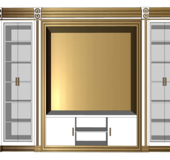 简欧实木电视柜su模型