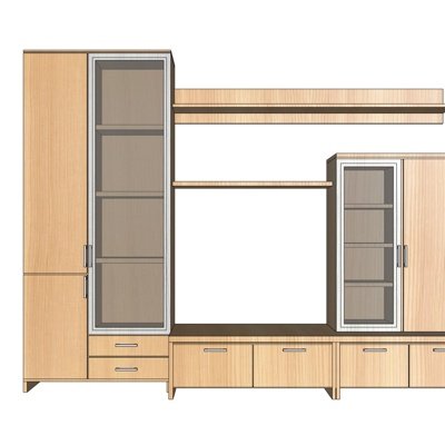 现代实木电视柜su模型