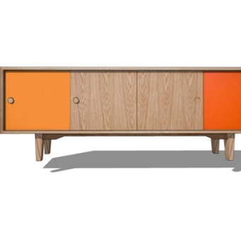 北欧实木电视柜su模型