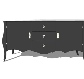 简欧实木边柜su模型