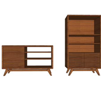 现代实木边柜su模型