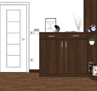 现代实木边柜su模型