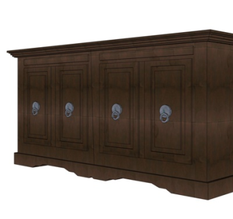 简欧实木边柜su模型