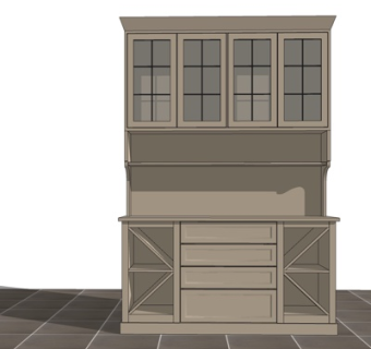 现代实木酒柜su模型
