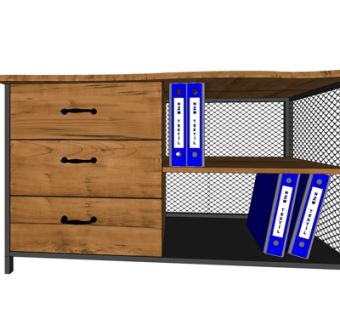 现代实木书柜su模型