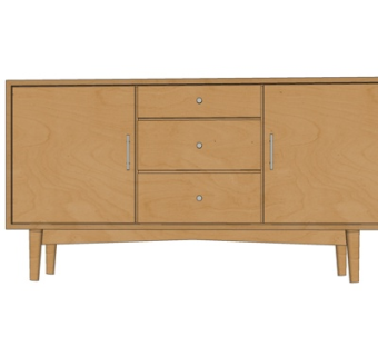 现代实木边柜su模型