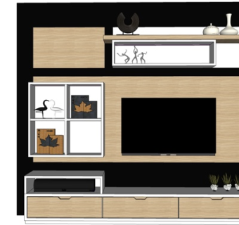 北欧实木电视柜su模型