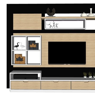北欧实木电视柜su模型