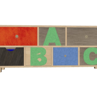 北欧实木边柜su模型