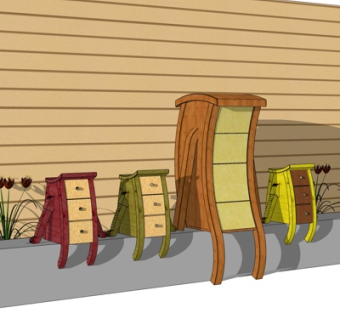 简欧实木边柜斗柜su模型