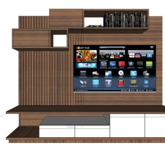 北欧实木电视柜su模型