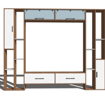 北欧实木电视柜su模型