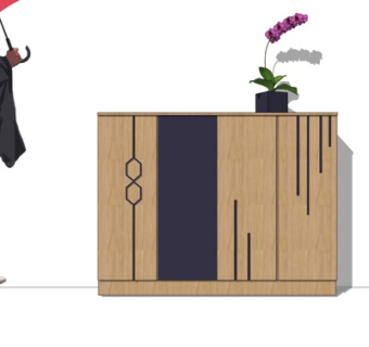 北欧实木边柜su模型