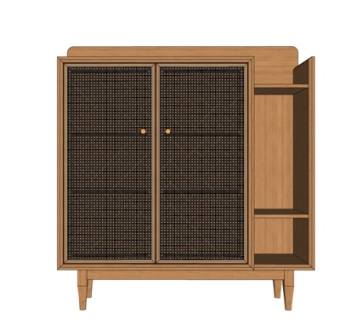 现代实木边柜su模型