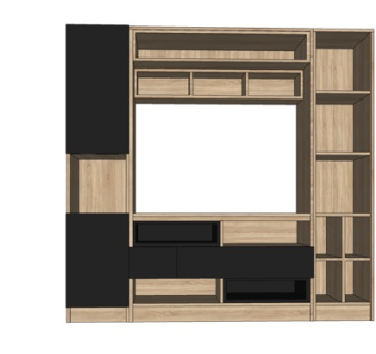 北欧实木电视柜su模型