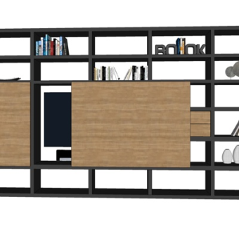 现代实木装饰柜su模型