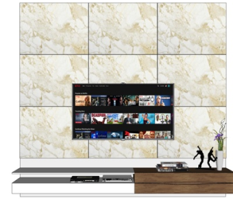 现代实木电视柜su模型