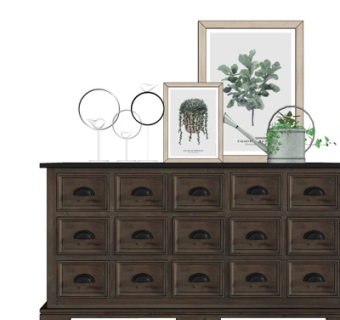 现代实木边柜su模型