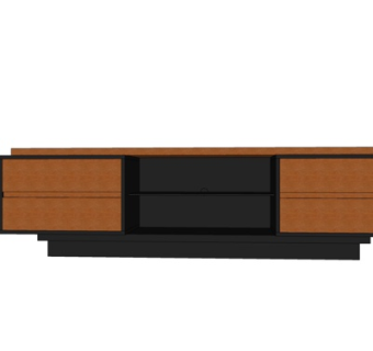 现代实木电视柜su模型