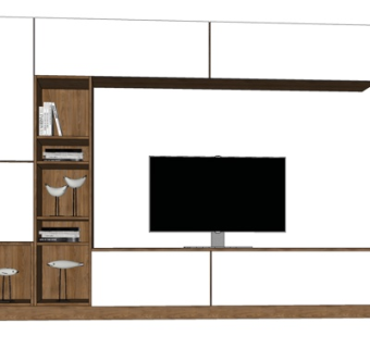 北欧实木电视柜su模型