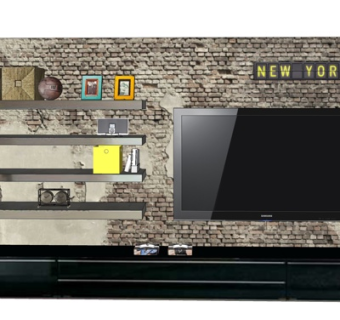 工业风实木电视柜su模型