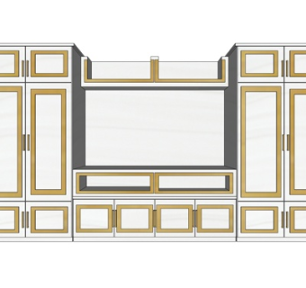 现代实木电视柜su模型
