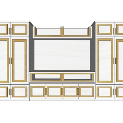 现代实木电视柜su模型