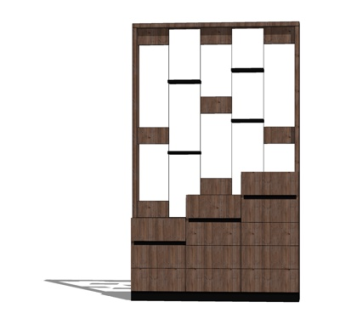 现代实木边柜su模型