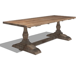 现代实木桌子su模型