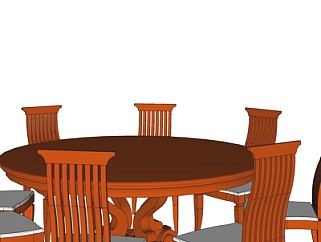 中式<em>圆形餐桌椅</em>su模型