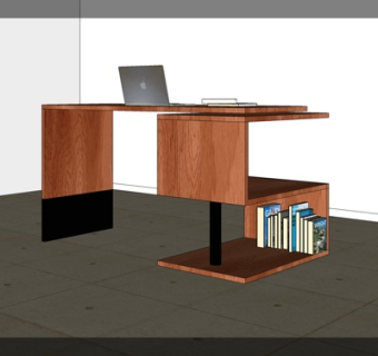 中式实木电脑桌su模型